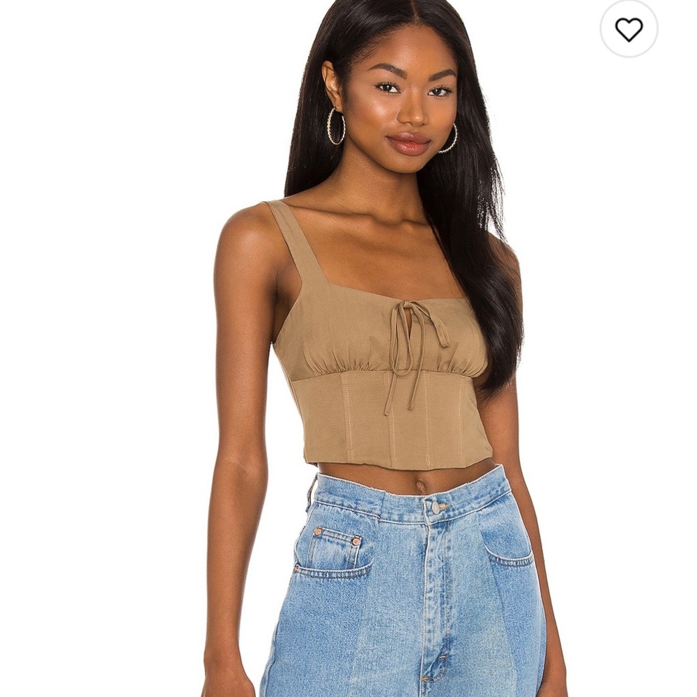 Lovers + Friends Steph tank top/corset size small. Never worn. Army green/tan